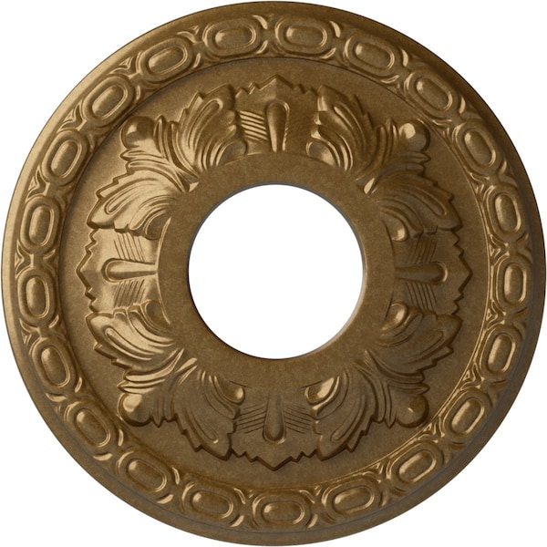 Ekena Millwork Leaf Ceiling Medallion (Fits Canopies up to 4 3/4"), 11 3/8"OD x 3 5/8"ID x 1 1/8"P, Pale Gold CM11LFPAS - main